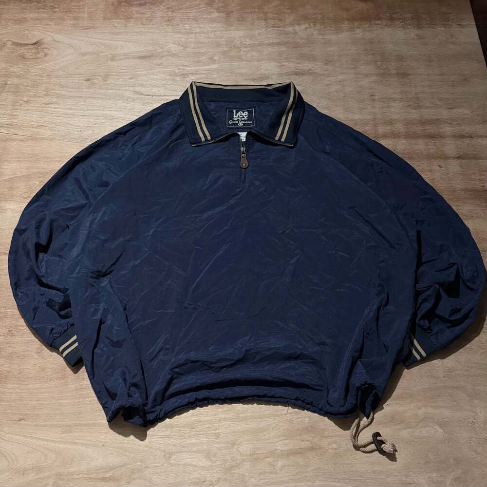 Vintage Lee Sport XL Navy Nylon Quarter Zip Pullover Windbreaker 90s